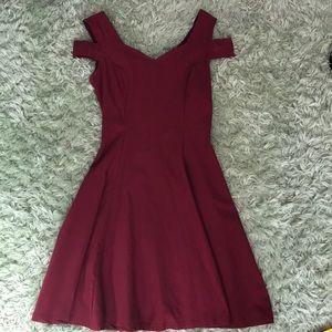red cold shoulder dress